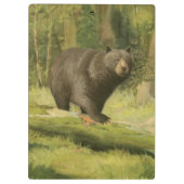 Zwart Beer dat op een boomstam steekt Klembord (Achterkant)