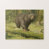 Zwart Beer dat op een boomstam steekt Legpuzzel (Horizontaal)