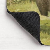 Zwart Beer dat op een boomstam steekt Muismat (Hoek)