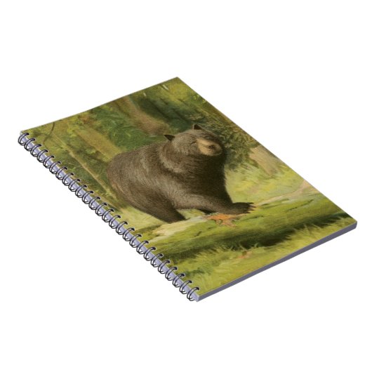 Zwart Beer dat op een boomstam steekt Notitieboek (Rechterzijde)