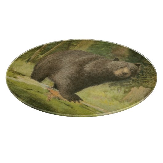 Zwart Beer dat op een boomstam steekt Snijplank (Hoek)