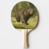 Zwart Beer dat op een boomstam steekt Tafeltennisbatje (Voorkant)