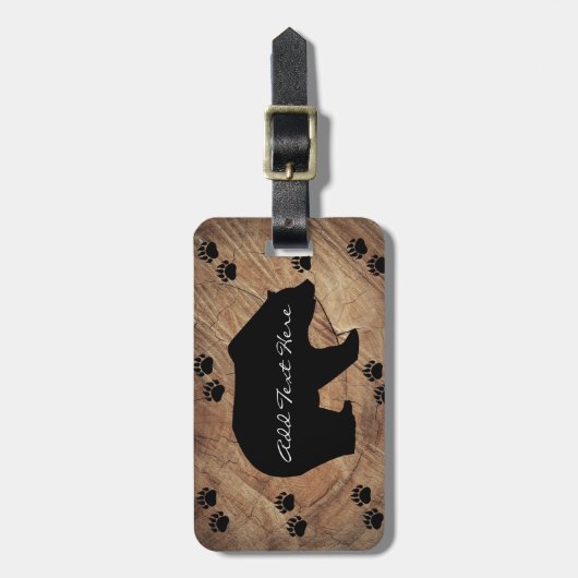 Zwart Beer en Beer poten Bagagelabel (Voorkant verticaal)