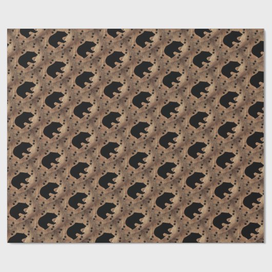 Zwart Beer en Beer poten Cadeaupapier (Vlak)