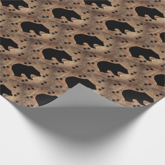 Zwart Beer en Beer poten Cadeaupapier (Hoek)