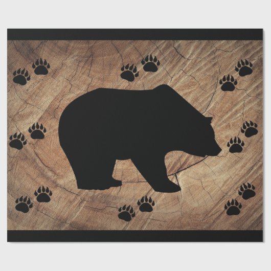Zwart Beer en Beer poten Cadeaupapier (Vlak)