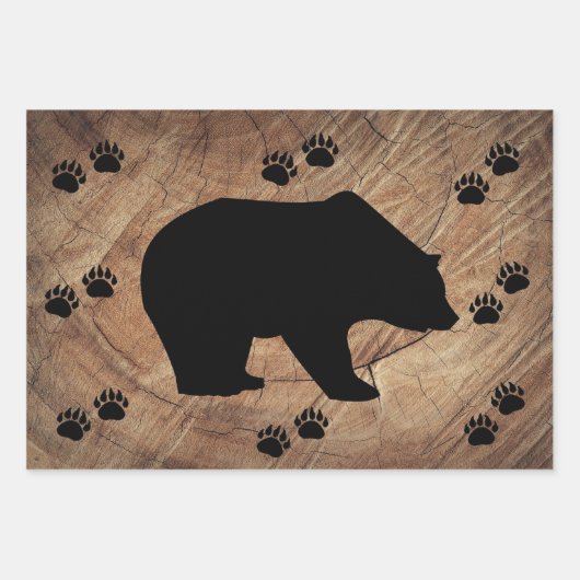 Zwart Beer en Beer poten Inpakpapier Vel (Voorkant 3)