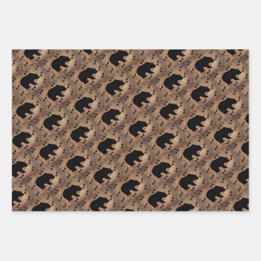 Zwart Beer en Beer poten Inpakpapier Vel (Voorkant 2)