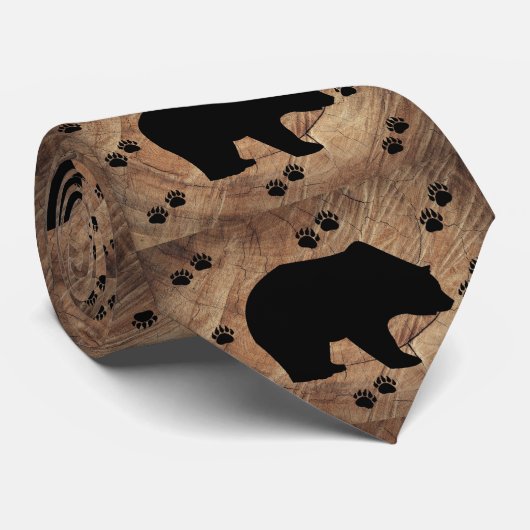Zwart Beer en Beer poten Stropdas (Opgerold)