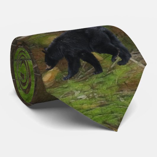 Zwart Beer en boswild Aarde Dag Necktie Stropdas (Opgerold)