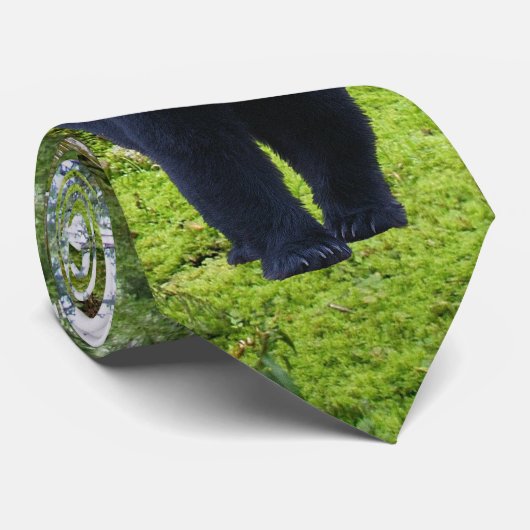Zwart Beer en boswild Aarde Dag Necktie Stropdas (Opgerold)