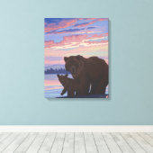 Zwart Beer en CubColorado Canvas Afdruk (Insitu (Houten vloer))