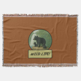 Zwart Beer en welpen zadel bruin gooi deken