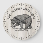 Zwart Beer Familienaam Natuurlijke Houten Cabin Ho Grote Klok (Voorkant)