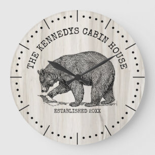 Zwart Beer Familienaam Natuurlijke Houten Cabin Ho Grote Klok