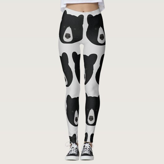 Zwart Beer gezicht Leggings (Voorkant)