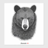 Zwart Beer Gezicht oorspronkelijke kunsttekening Sticker (Vel)