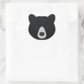 Zwart Beer gezicht Ovale Sticker (Tas)