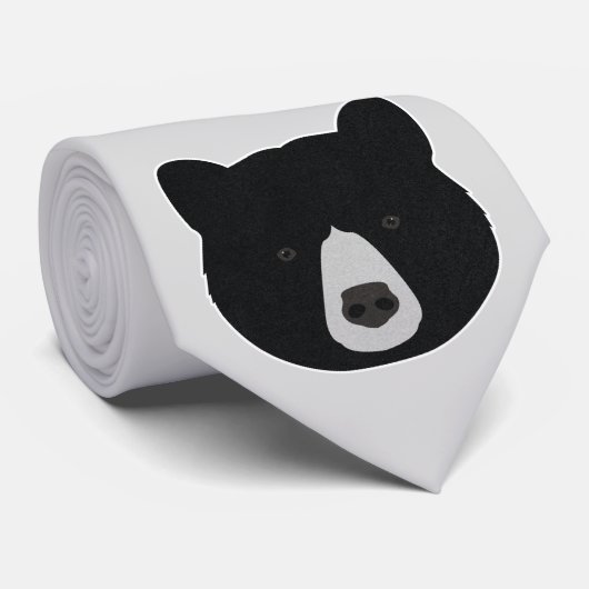 Zwart Beer gezicht Stropdas (Opgerold)