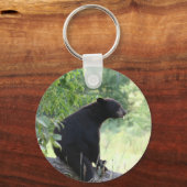 zwart beer in boom sleutelhanger (Voorkant)