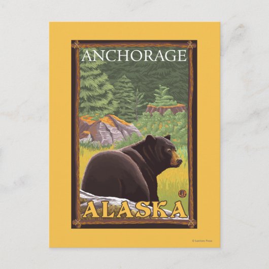 Zwart Beer in de bosbouw - Anchorage, Alaska Briefkaart (Voorkant)