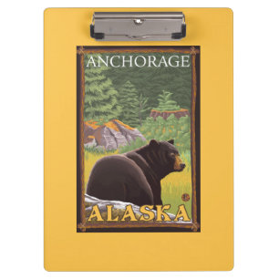 Zwart Beer in de bosbouw - Anchorage, Alaska Klembord
