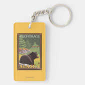 Zwart Beer in de bosbouw - Anchorage, Alaska Sleutelhanger (achterkant)