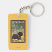 Zwart Beer in de bosbouw - Anchorage, Alaska Sleutelhanger (achterkant)