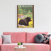 Zwart Beer in de bosbouw - Cordova, Alaska Canvas Afdruk (Insitu (Woonkamer))