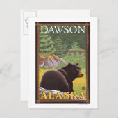 Zwart Beer in de bosbouw - Dawson, Alaska Briefkaart (Voorkant / Achterkant)
