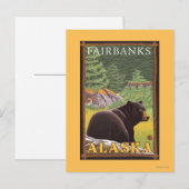 Zwart Beer in de bosbouw - Fairbanks, Alaska Briefkaart (Voorkant / Achterkant)