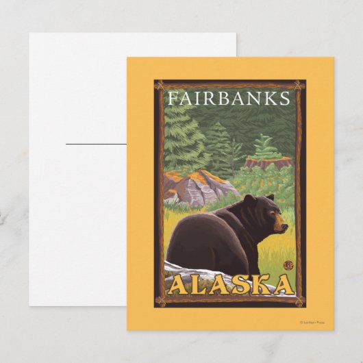 Zwart Beer in de bosbouw - Fairbanks, Alaska Briefkaart (Voorkant / Achterkant)