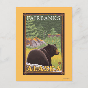 Zwart Beer in de bosbouw - Fairbanks, Alaska Briefkaart