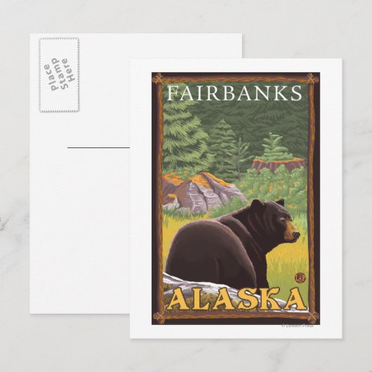 Zwart Beer in de bosbouw - Fairbanks, Alaska Briefkaart (Voorkant / Achterkant)
