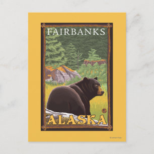 Zwart Beer in de bosbouw - Fairbanks, Alaska Briefkaart