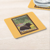Zwart Beer in de bosbouw - Fairbanks, Alaska Kartonnen Onderzetters (Schuin)