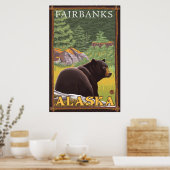 Zwart Beer in de bosbouw - Fairbanks, Alaska Poster (Keuken)