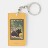 Zwart Beer in de bosbouw - Fairbanks, Alaska Sleutelhanger (achterkant)