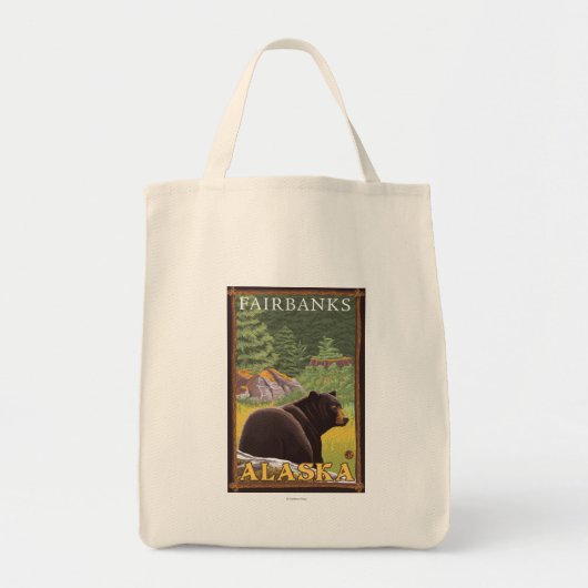 Zwart Beer in de bosbouw - Fairbanks, Alaska Tote Bag (Voorkant)