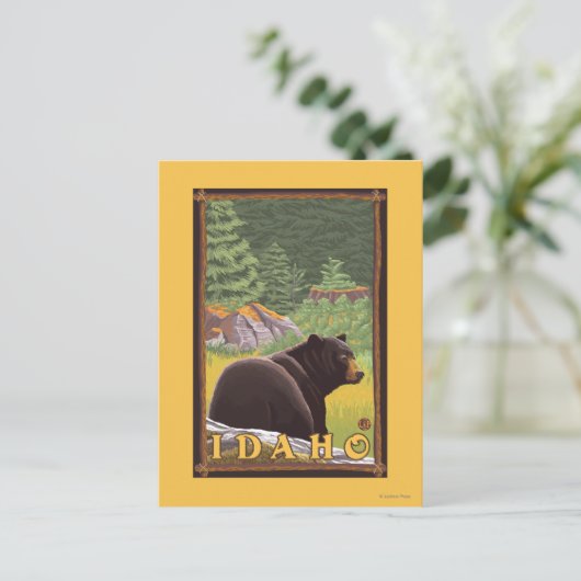 Zwart Beer in de bosbouw - Idaho Briefkaart (Staand voorkant)