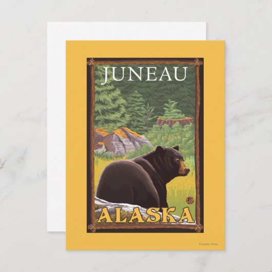 Zwart Beer in de bosbouw - Juneau, Alaska Briefkaart (Voorkant / Achterkant)