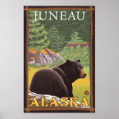 Zwart Beer in de bosbouw - Juneau, Alaska Poster (Voorkant)