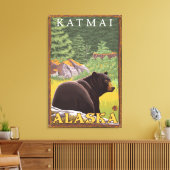 Zwart Beer in de bosbouw - Katmai, Alaska Canvas Afdruk (Insitu (Woonkamer))