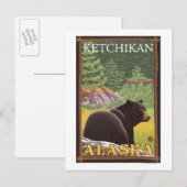 Zwart Beer in de bosbouw - Ketchikan, Alaska Briefkaart (Voorkant / Achterkant)