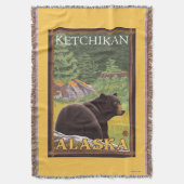 Zwart Beer in de bosbouw - Ketchikan, Alaska Deken (Voorkant Verticaal)