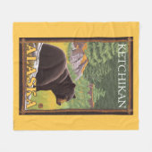 Zwart Beer in de bosbouw - Ketchikan, Alaska Fleece Deken (Voorkant (Horizontaal))