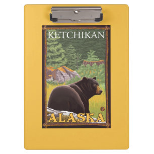 Zwart Beer in de bosbouw - Ketchikan, Alaska Klembord