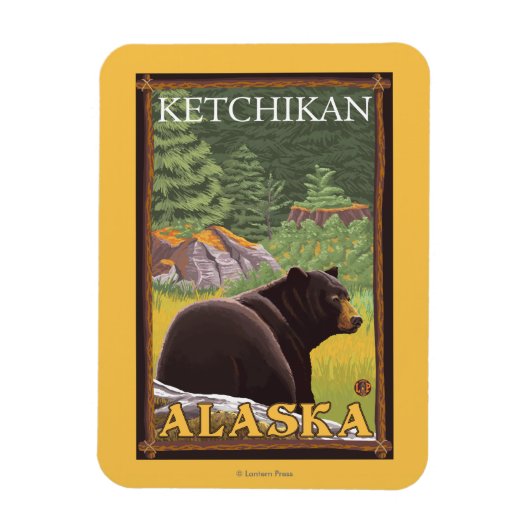 Zwart Beer in de bosbouw - Ketchikan, Alaska Magneet (Verticaal)