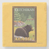 Zwart Beer in de bosbouw - Ketchikan, Alaska Stenen Onderzetter (Voorkant)