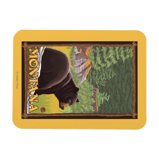 Zwart Beer in de bosbouw - Montana Magneet (Horizontaal)
